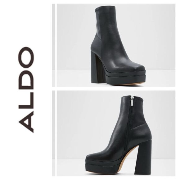 Aldo Mabel Chunky Platform Heeled Square Toe Ankle Boots - Picture 1 of 15